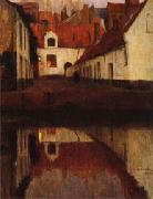 Albert Baertsoen Little Town on the Edge of Water(Flanders) oil painting picture wholesale